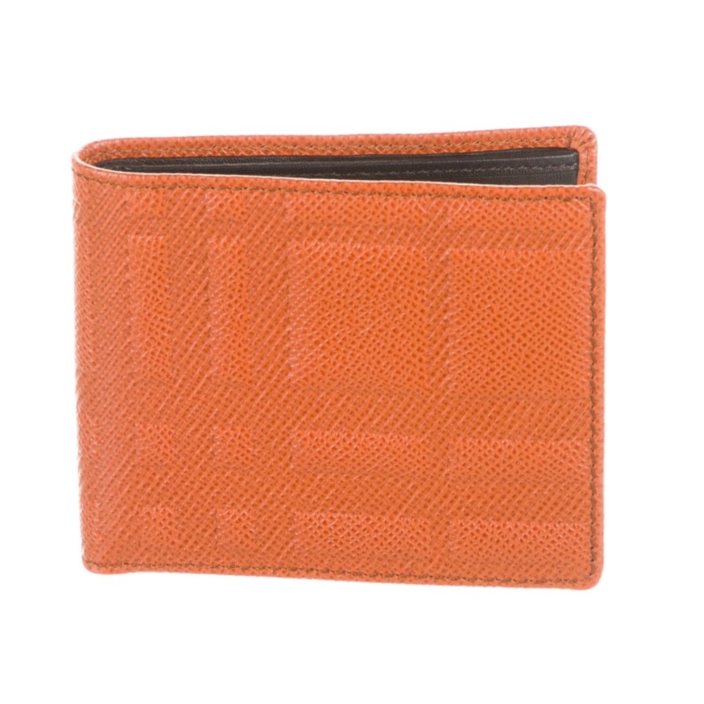 authentic BURBERRY bifold Orange leather embossed wallet